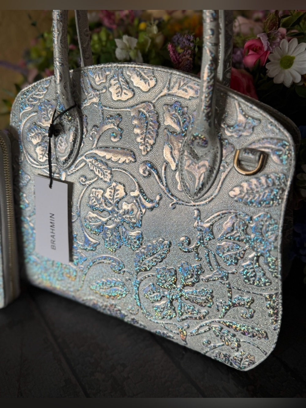 Brahmin Rosetta Chrome Estonia with SURI Wallet SET NWT ONE OF a KIND REFLECTIVE - Picture 6 of 16